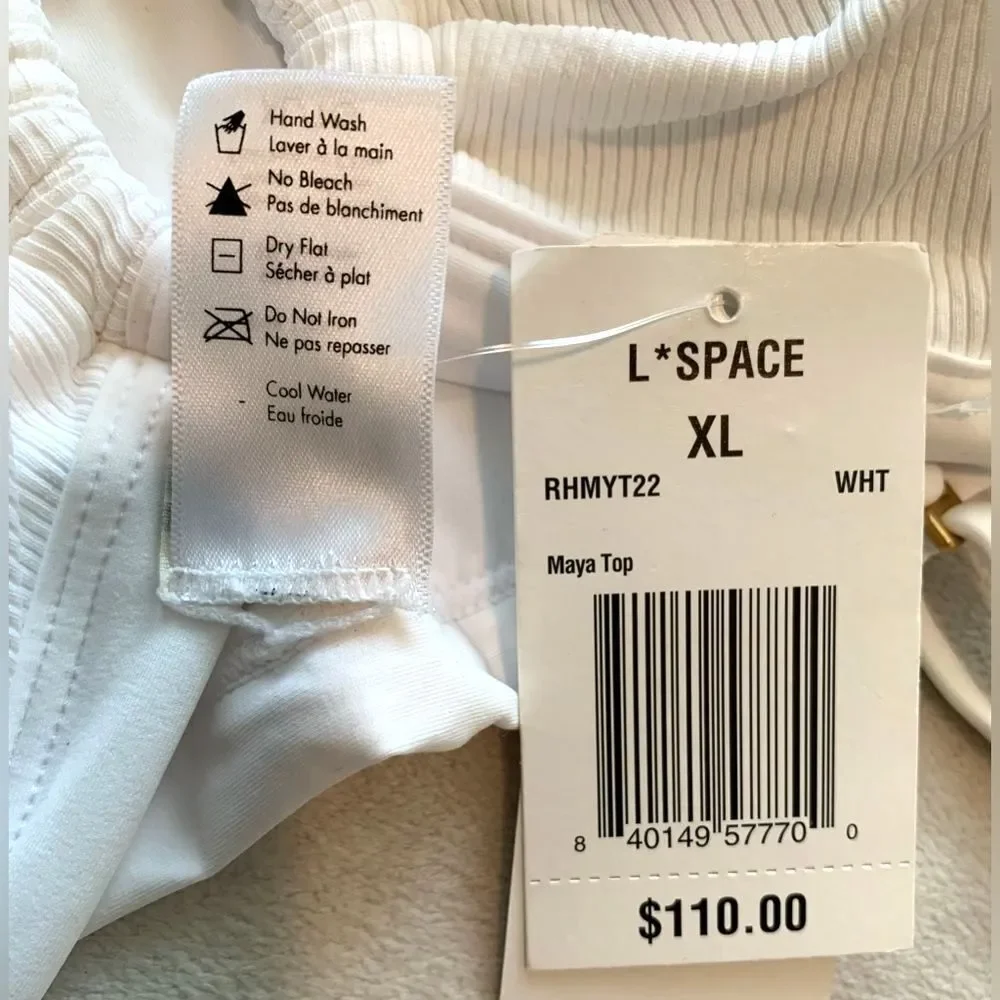 L*Space Bikini Set Maya Bikini Top & Anna Bitsy Bottom White Size XL NWT Swim